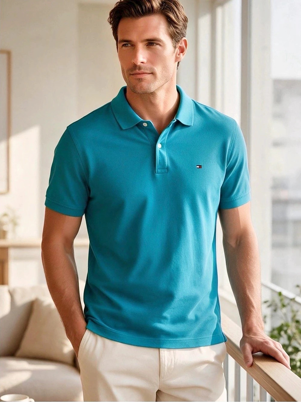 Tommy Hilfiger Slim Fit Polo Shirt Blue Size Large